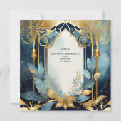 HANDFASTING UITNODIGINGEN BLAUWGROEN GOUD (Achterkant)