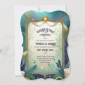 HANDFASTING UITNODIGINGEN GROEN GOUD ETHEREAAL (Voorkant)