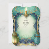 HANDFASTING-UITNODIGINGEN GROEN GOUD ETHEREAAL KAART (Achterkant)