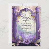 HANDFASTING UITNODIGINGEN PAARSE GOUDEN ETHERAL (Voorkant)