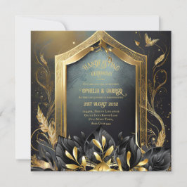 HANDFASTING UITNODIGINGEN ZWART GOUD ETHEREAL