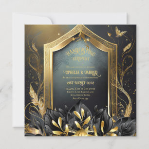 HANDFASTING UITNODIGINGEN ZWART GOUD ETHEREAL