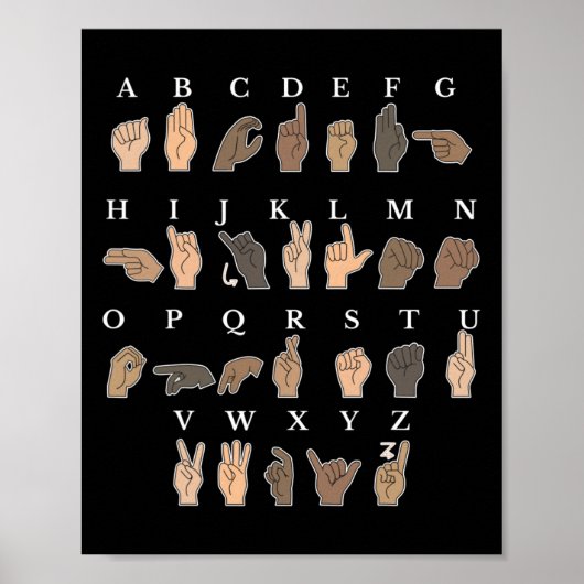 Handgebarentaal ASL Handgebaar doofbewustzijn Poster (Voorkant)