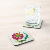 Handgeborduurde lichte bloem 3 onderzetter (Rechterzijde)