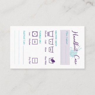 Handgebreide verzorging Kaart Wasvoorschriften Visitekaartje