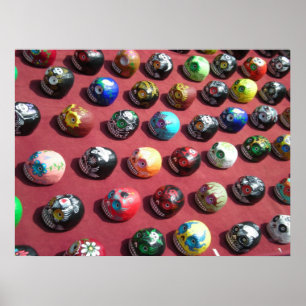 Handgekleurd kleurig Poster van de schedel