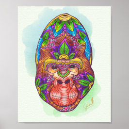 handgekleurde gorilla poster