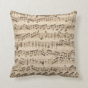 Handgeknoopte vintage bladmuziek kussensloop kussen
