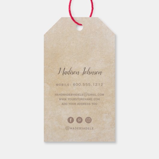 Handgemaakt aquarel bloemtextuurpapier cadeaulabel (Achterkant)