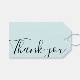 Handgemaakt dank u minimalistisch modern blauw tre cadeaulabel