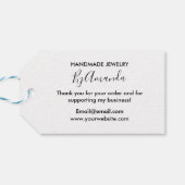 Handgemaakt dank u minimalistisch modern zwart & w cadeaulabel (Achterkant Horizontaal)