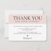 HANDGEMAAKT DANK U professionele  blush roze Bedankkaart (Voorkant)