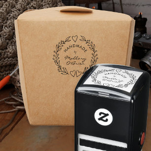 Handgemaakt door Botanical Hearts Doodle Wreath Zelfinktende Stempel