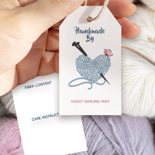Handgemaakt door Custom Name met vezels & verzorgi Cadeaulabel
