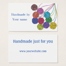 Handgemaakt door (jouw naam), bollen van garen, op