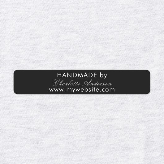 Handgemaakt door naam zwart script labels (Design 1)