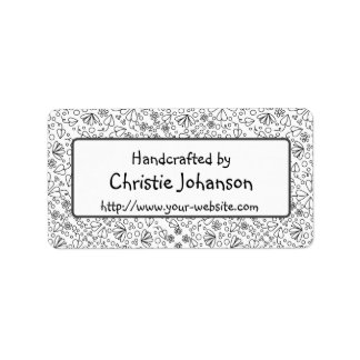 Handgemaakt door - schattige, trendy doodle bloeme etiket