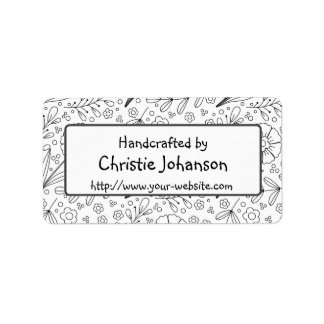 Handgemaakt door - schattige, trendy doodle bloeme etiket