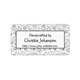 Handgemaakt door - schattige, trendy doodle bloeme etiket