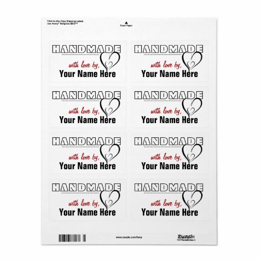 Handgemaakt door uw aangepaste labels (Full Sheet)