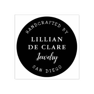 Handgemaakt door, uw bedrijfsnaam, locatie 	rubberstempel