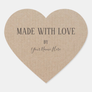 handgemaakt, eenvoudig Trendy Kraft Paper Hart Sticker