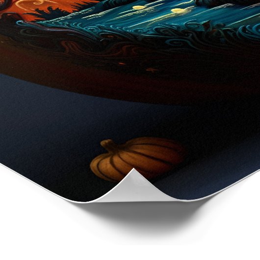 Handgemaakt en beschilderd Halloween pompoen poste Poster (Hoek)