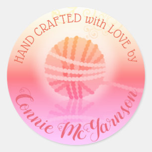 Handgemaakt garen, kraftbrei- en haakwerk ronde sticker