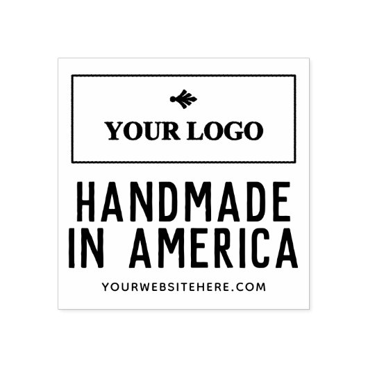 Handgemaakt in Amerika Uw Logo en website Rubberstempel (Afrduk)