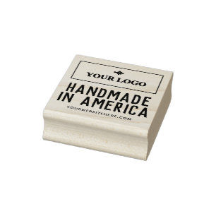Handgemaakt in Amerika Uw Logo en website Rubberstempel