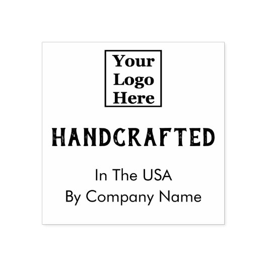 Handgemaakt in de VS op Uw Logo Hier Rubberstempel (Afrduk)