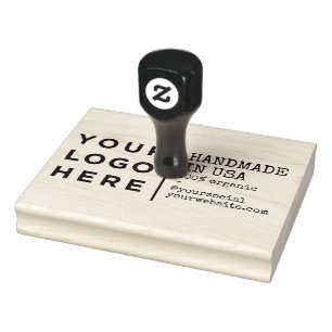Handgemaakt in Usa Organic Your Business Logo Cust Rubberstempel