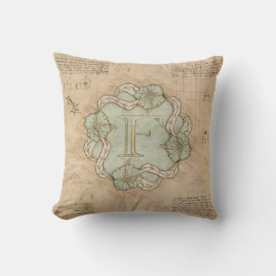 handgemaakt Letter F Word Art Green Gold Kussen
