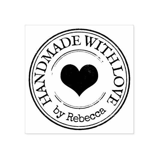 Handgemaakt liefdeshart 	rubberstempel (Afrduk)