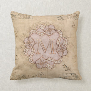 handgemaakt M Word Art roze goud Kussen