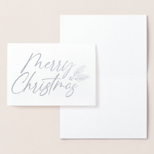 Handgemaakt Merry Christmas script w / Pine boughs Folie Kaarten (Display)