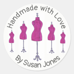 Handgemaakt met aangepaste naaimannequin voor lief ronde sticker