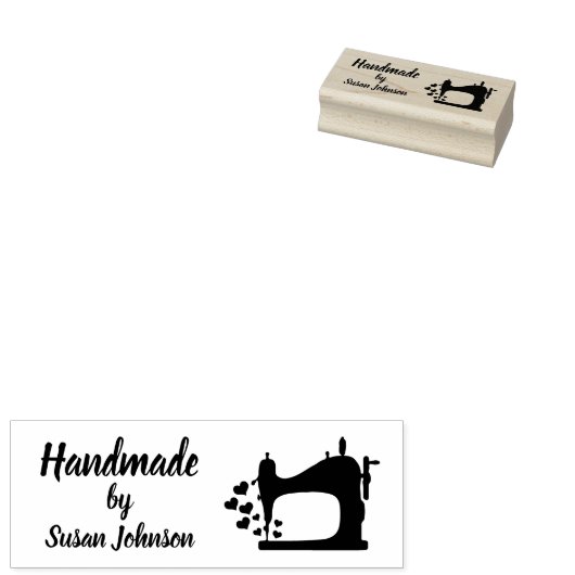 Handgemaakt met de naam Liefde Aangepaste Naam Rubberstempel (Gestempeld)