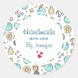 Handgemaakt met de Summery Love Cute Fruit Pattern Ronde Sticker