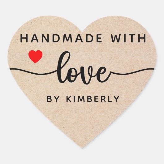 Handgemaakt met een eenvoudige liefdesoplossing hart sticker (Voorkant)