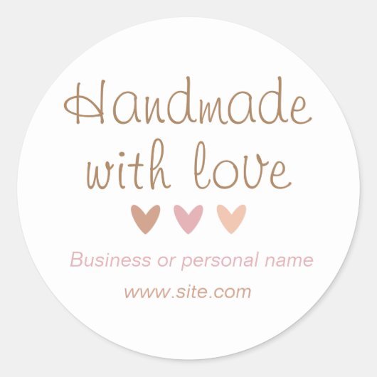 Handgemaakt met een liefdessticker ronde sticker (Voorkant)