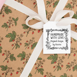 Handgemaakt met handschrift Floral Square Handmade Rubberstempel