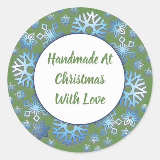 Handgemaakt met kerst met liefde Stickers (Voorkant)