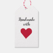 Handgemaakt met Label met Love Heart Gift Cadeaulabel (Voorkant)