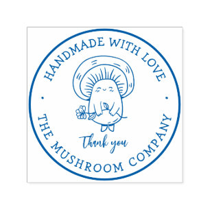 Handgemaakt met label voor Love Cute Mushroom Zelfinktende Stempel