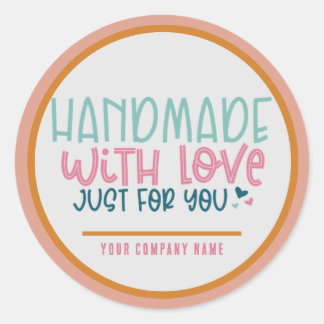 Handgemaakt met Liefde alleen voor uw eigen bedrij Ronde Sticker