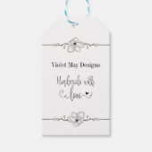 Handgemaakt met Liefde Bloemengrens Rustieke Kraft Cadeaulabel (Voorkant)