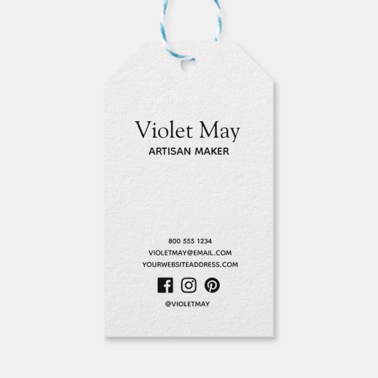 Handgemaakt met Liefde Bloemengrens Rustieke Kraft Cadeaulabel (Achterkant)