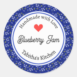 Handgemaakt met liefde Blueberry Jam Muffin Custom Ronde Sticker