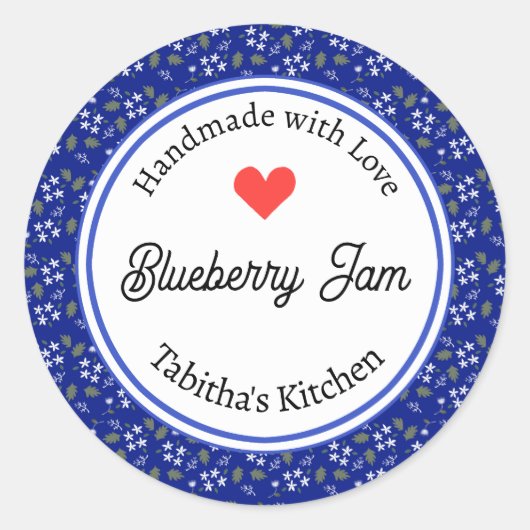 Handgemaakt met liefde Blueberry Jam Muffin Custom Ronde Sticker (Voorkant)